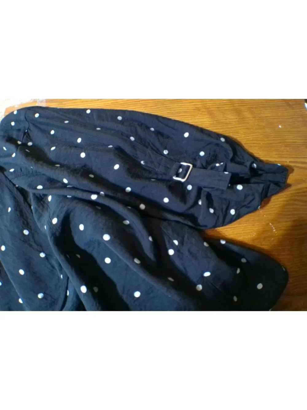 Chico's Blouse Top Black White Dot Adjustable Sleeve Size 2/Large 12
